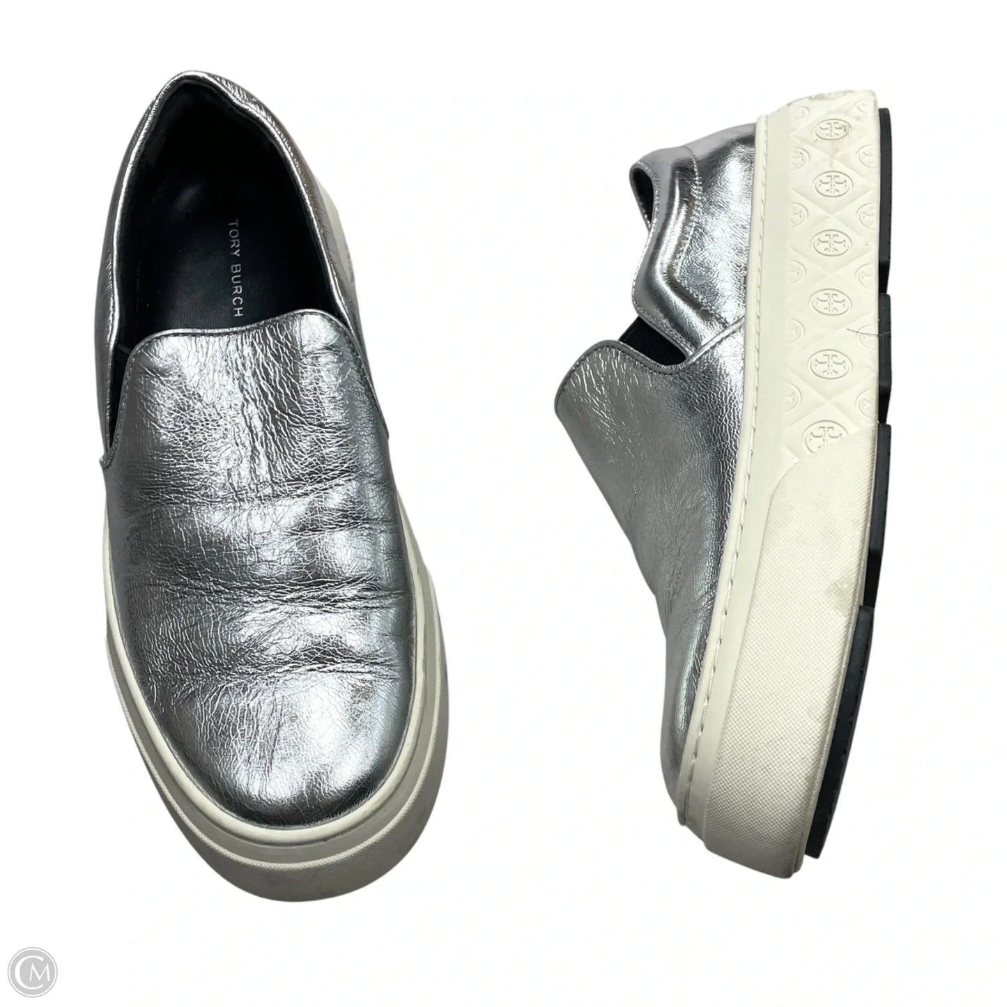 Shoes Designer By Tory Burch In Silver, Size: 7