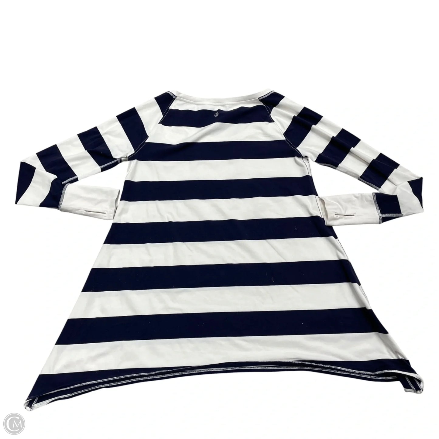 Athletic Top Long Sleeve Collar By Lululemon In Blue & White, Size: M