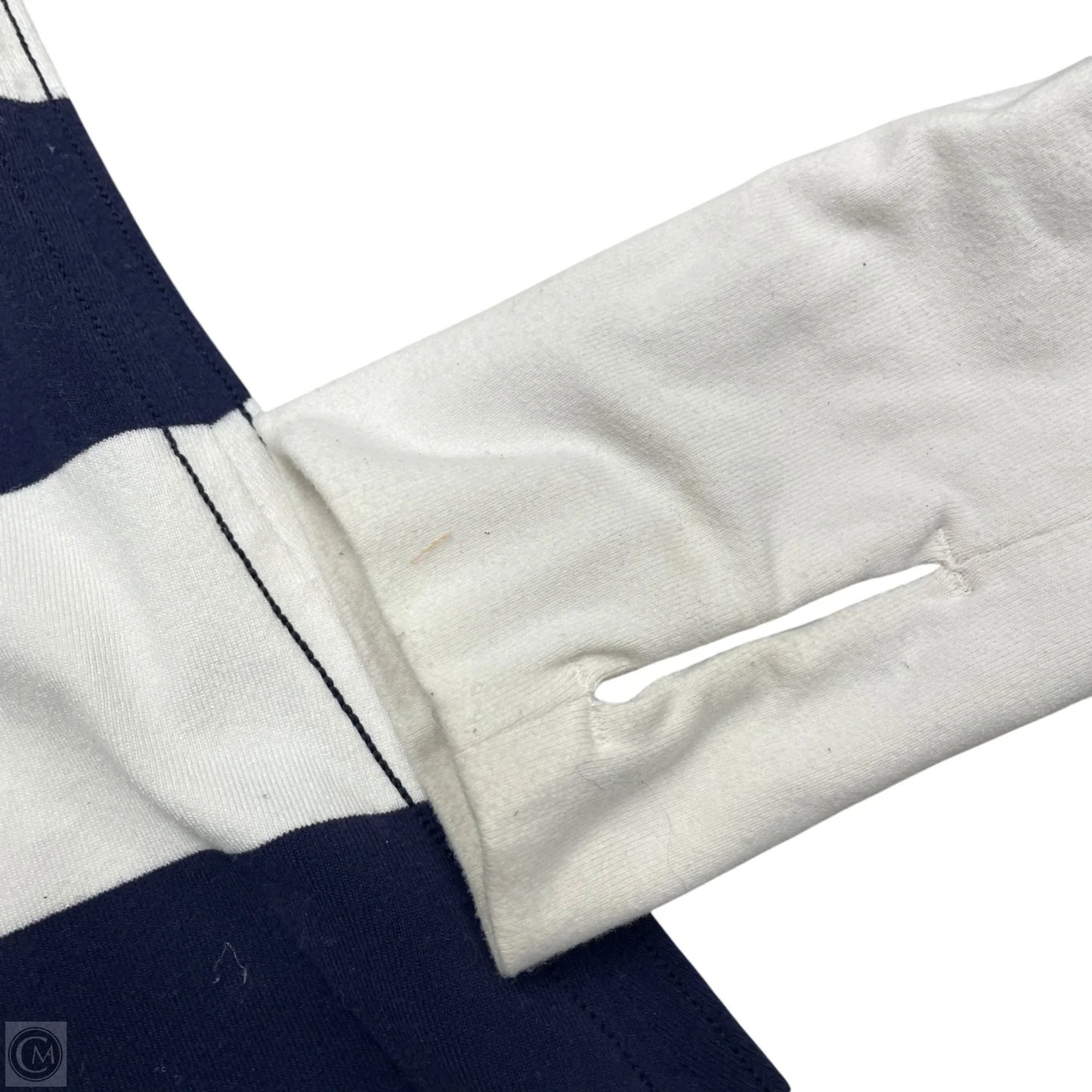 Athletic Top Long Sleeve Collar By Lululemon In Blue & White, Size: M