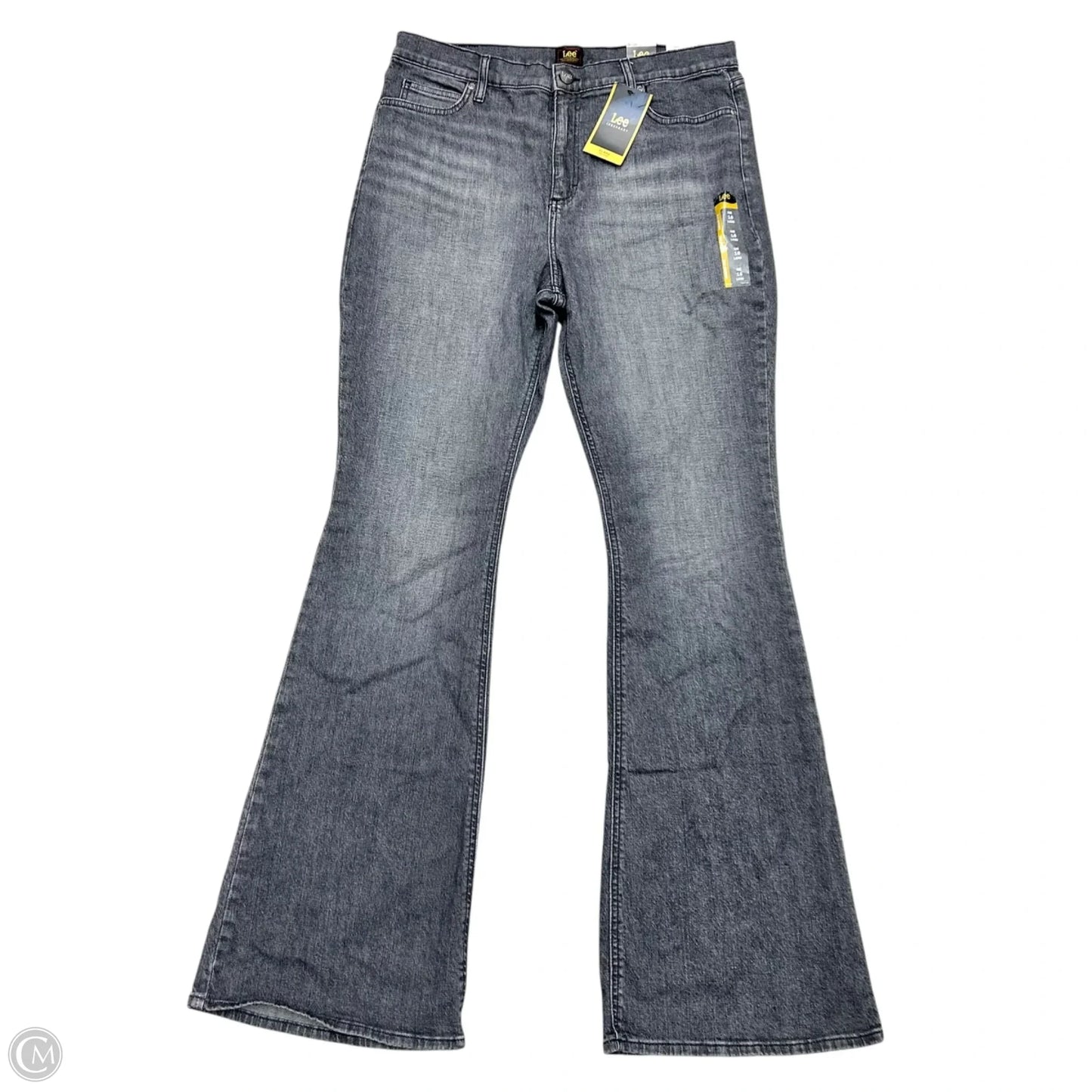 Jeans Flared By Lee In Grey Denim, Size: 16L