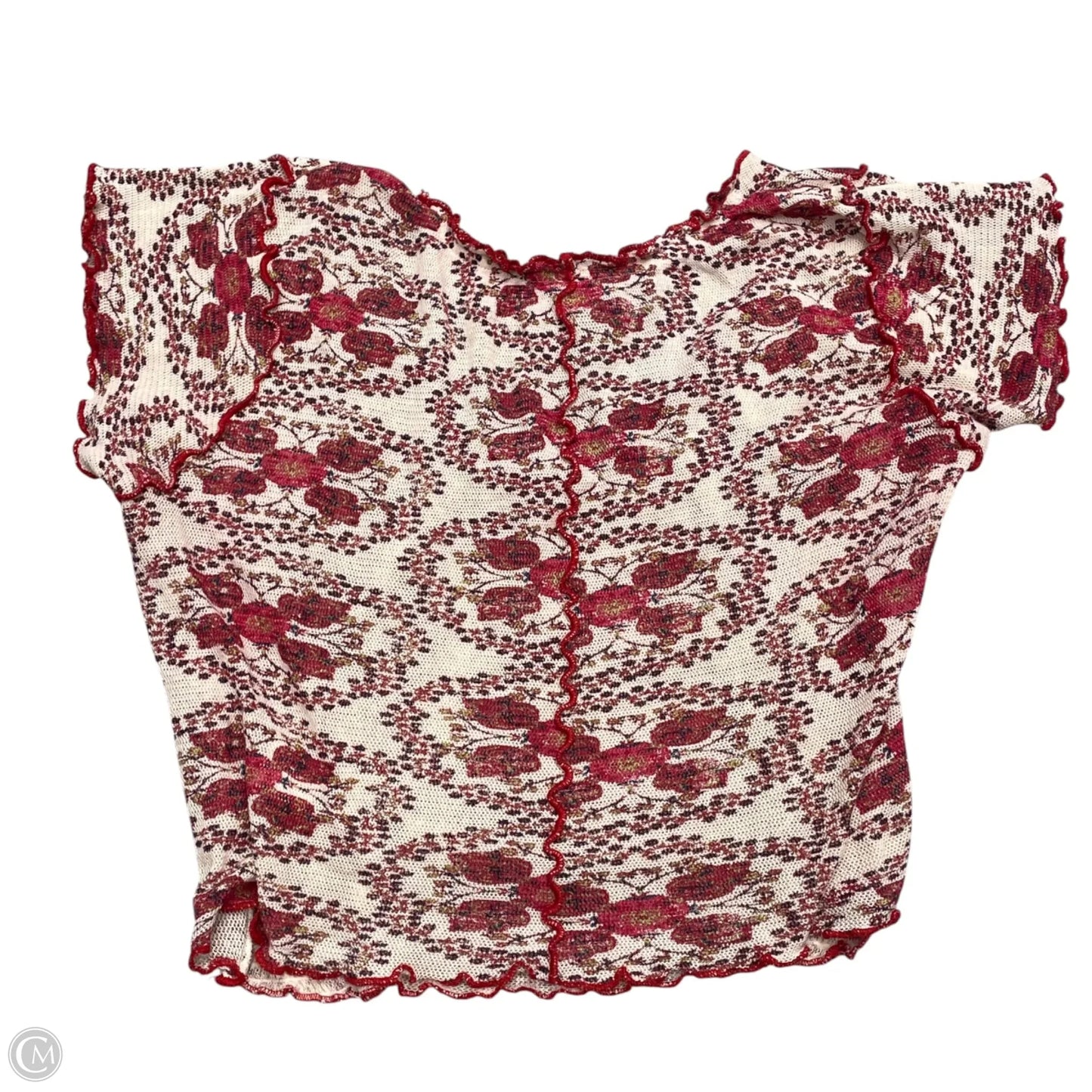 Top Short Sleeve By Free People In Cream & Red, Size: L