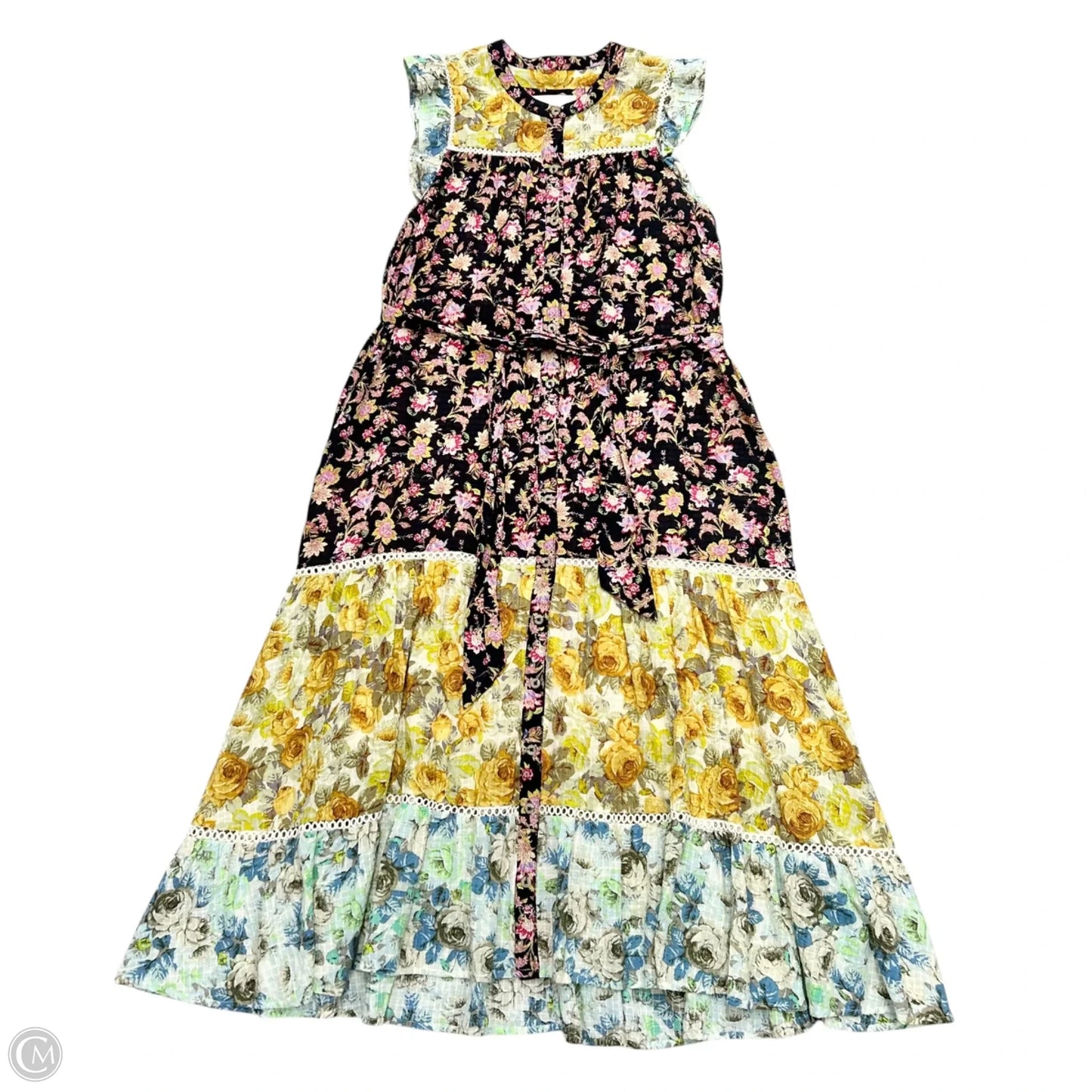 Dress Party Long By Anthropologie In Black & Pink, Size: S