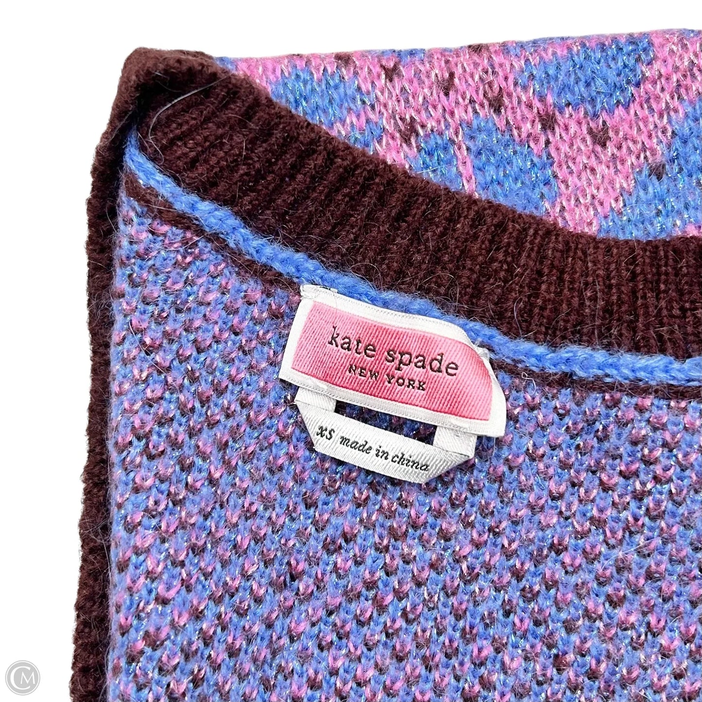 Sweater Cardigan Designer By Kate Spade In Blue & Pink, Size: Xs