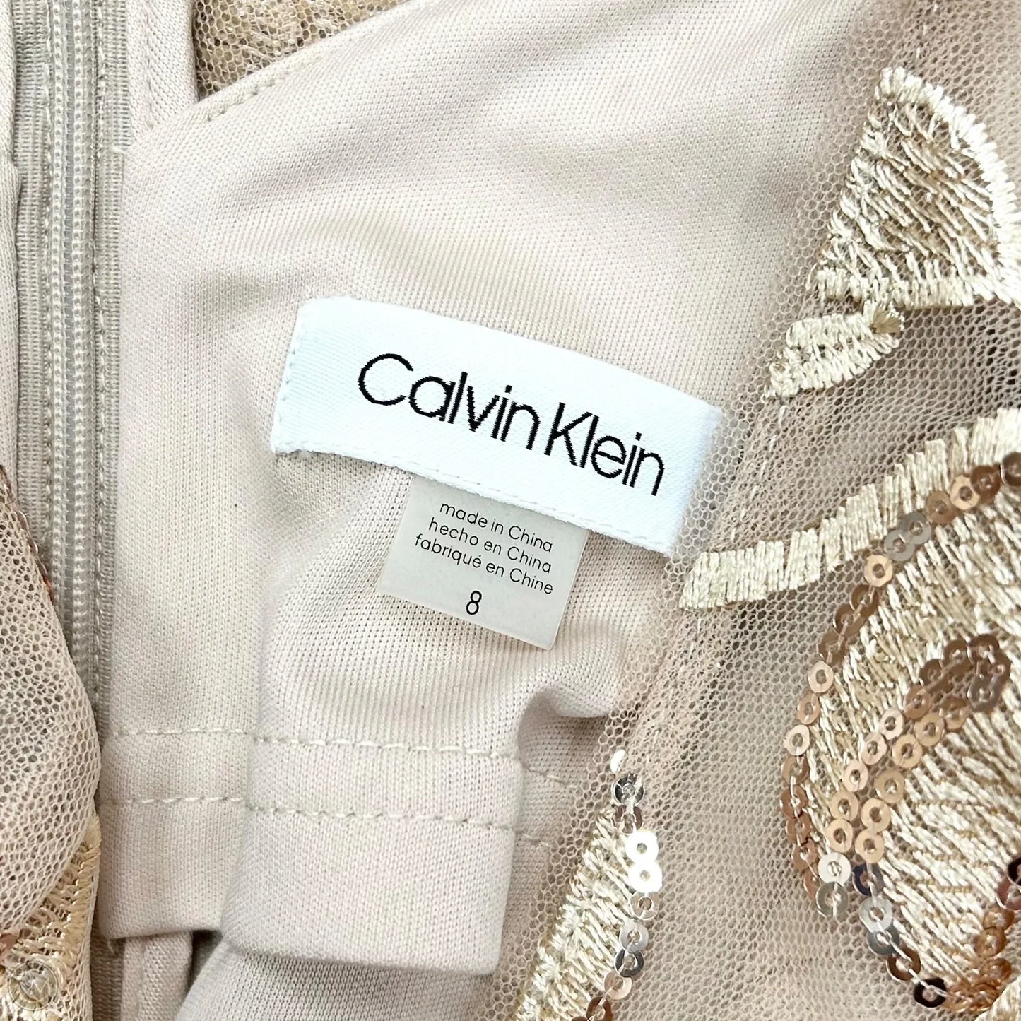 Dress Party Midi By Calvin Klein In Tan, Size: M