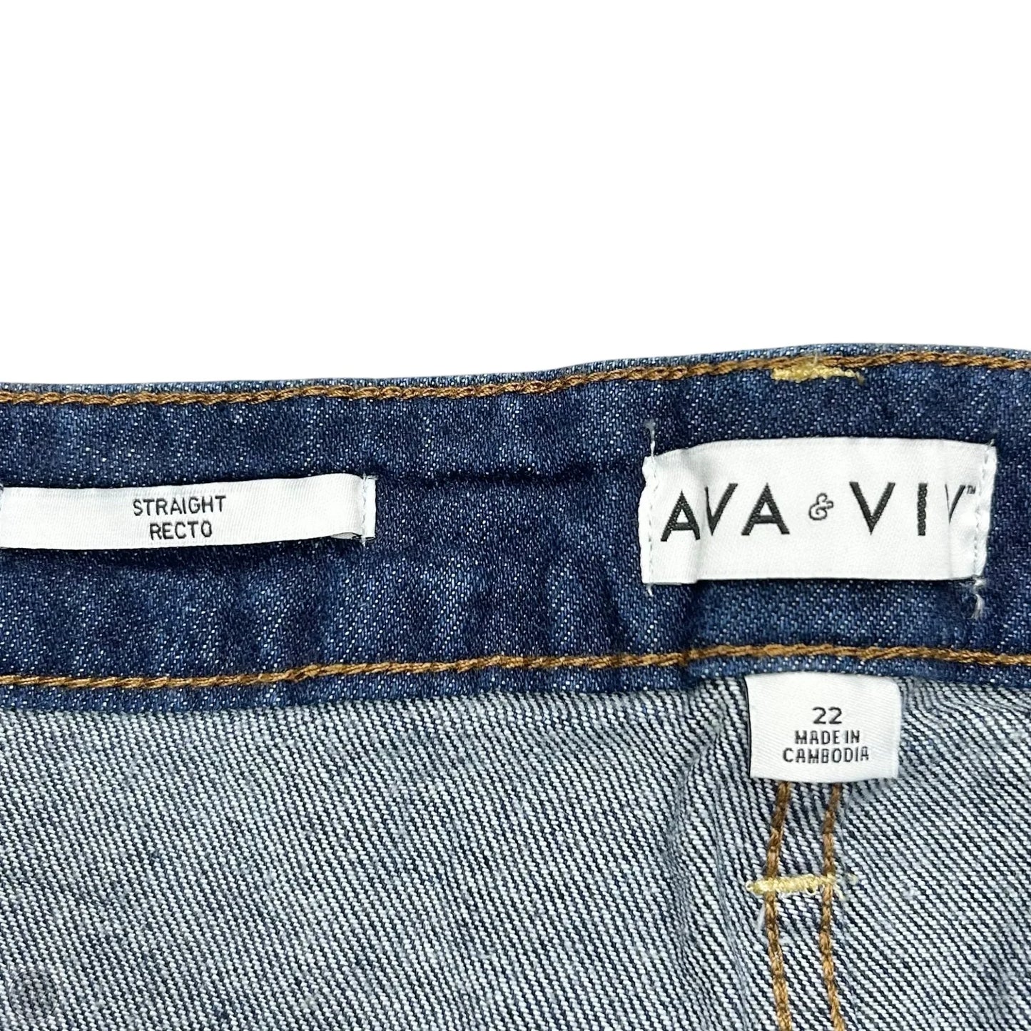 Jeans Straight By Ava & Viv In Blue Denim, Size: 22