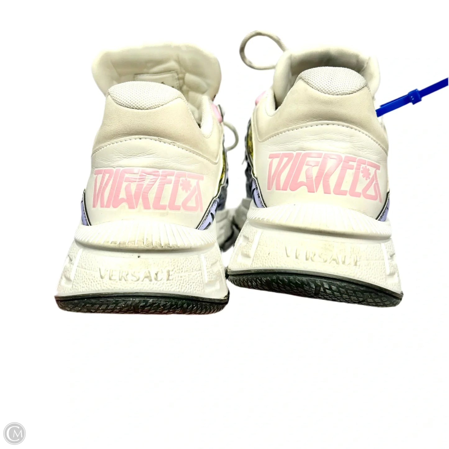 Shoes Luxury Designer By Versace In Pink & White, Size: 8.5