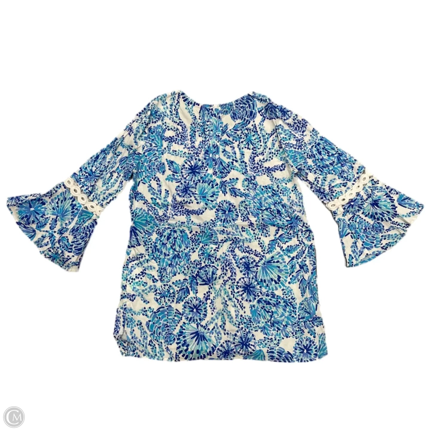 Top 3/4 Sleeve Designer By Lilly Pulitzer In Blue & White, Size: Xxs