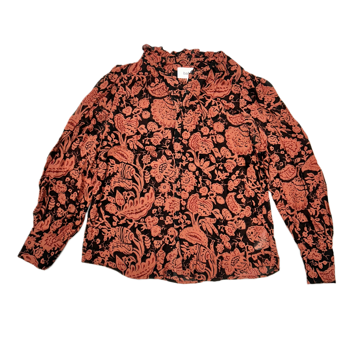 Blouse Long Sleeve By Ba&sh In Black & Red, Size: S
