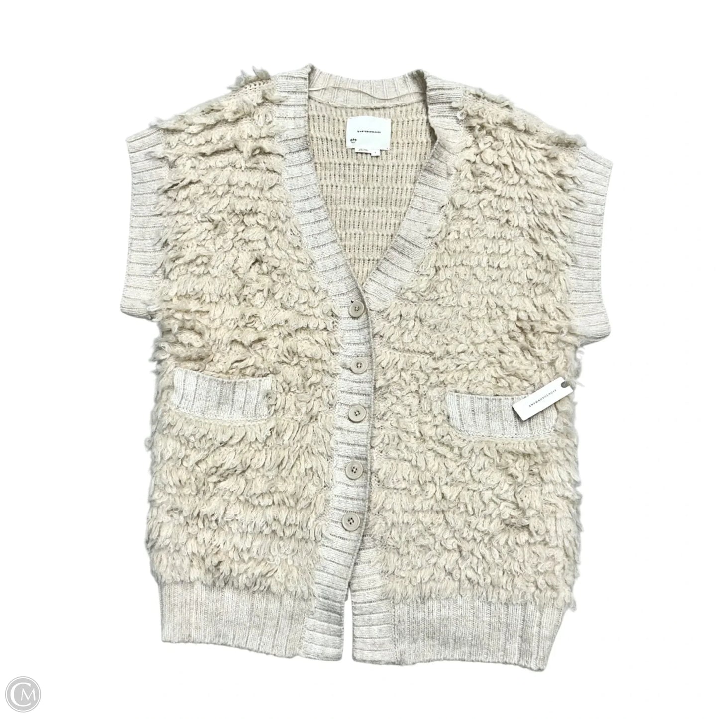 Sweater Cardigan By Anthropologie In Cream, Size: L