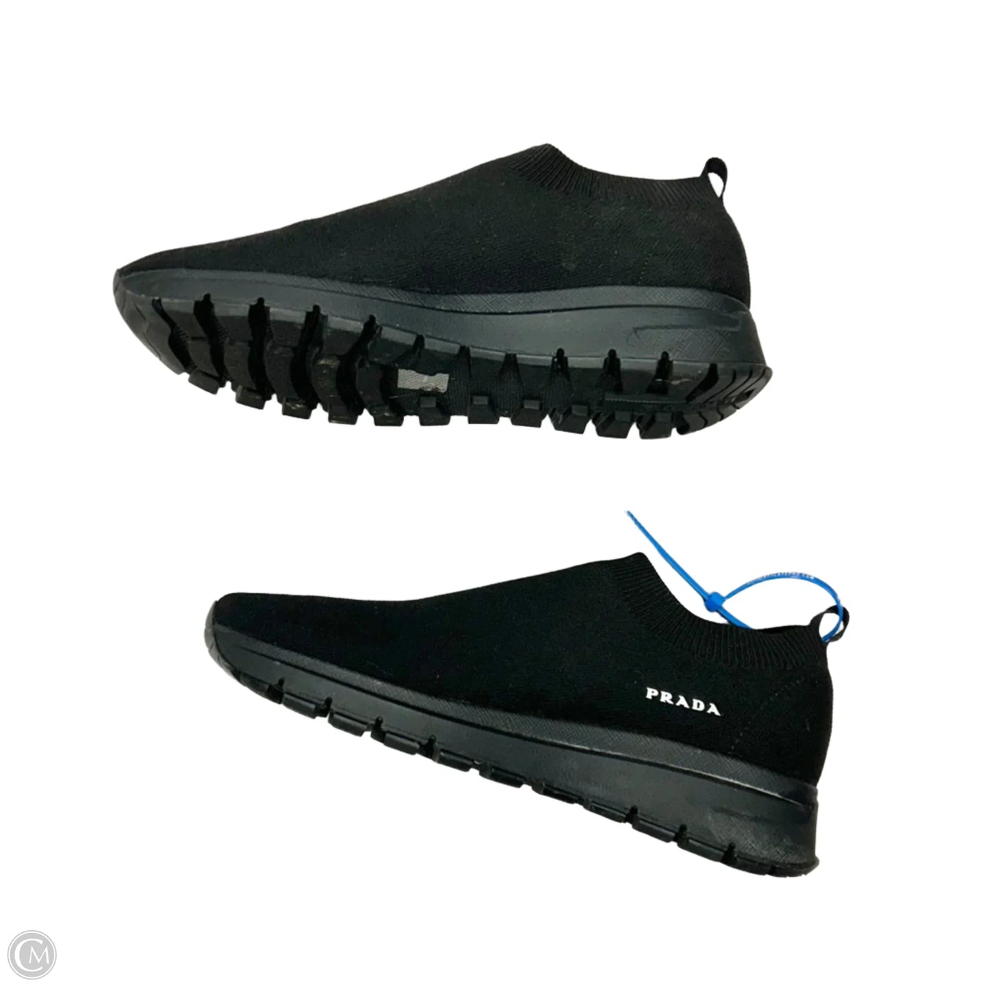 Shoes Luxury Designer By Prada In Black, Size: 7.5