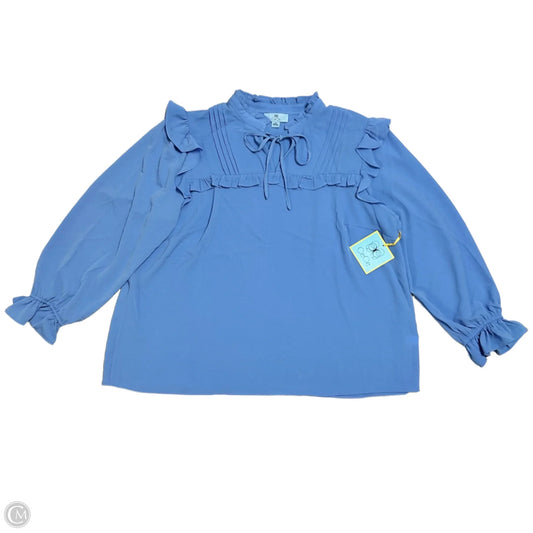 Blouse Long Sleeve By Cece In Blue, Size: 3x