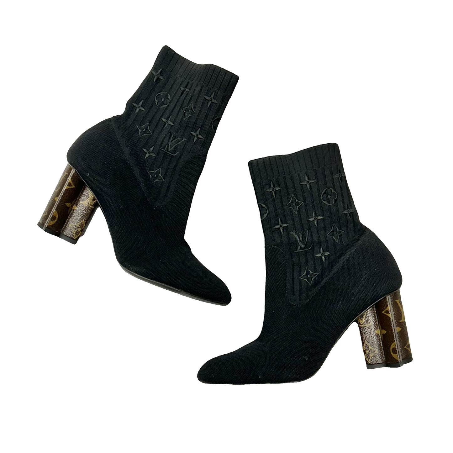 Boots Luxury Designer By Louis Vuitton In Black & Brown, Size: 9