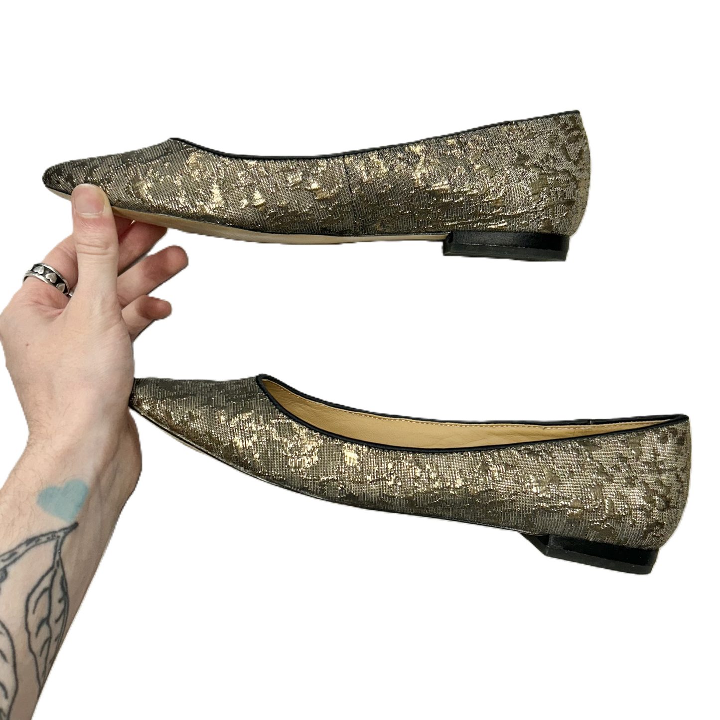 Shoes Flats By Talbots In Black & Gold, Size: 5.5