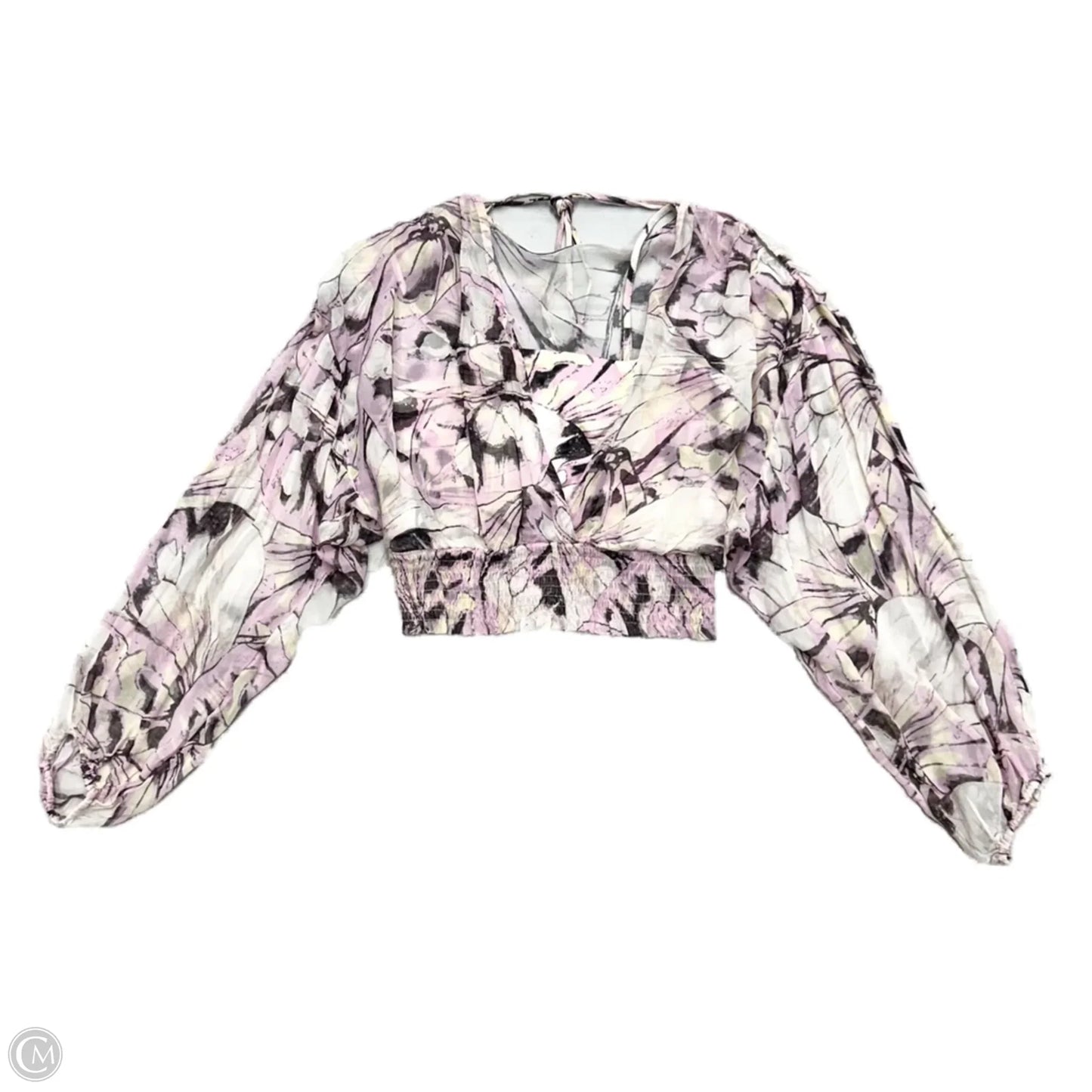 Top Long Sleeve By Anthropologie In Purple & White, Size: S