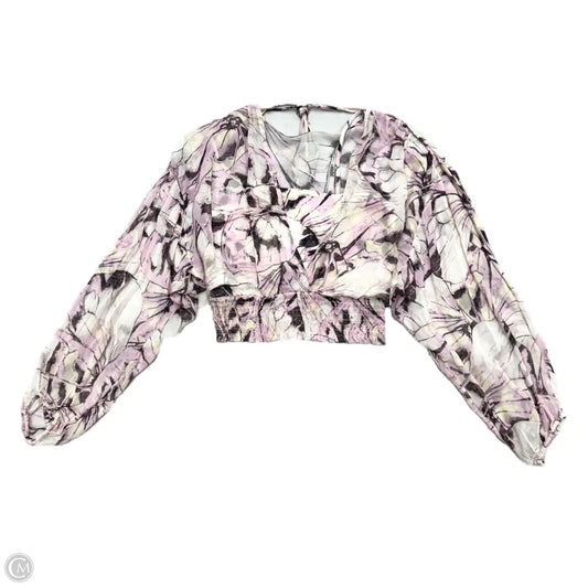 Top Long Sleeve By Anthropologie In Purple & White, Size: S
