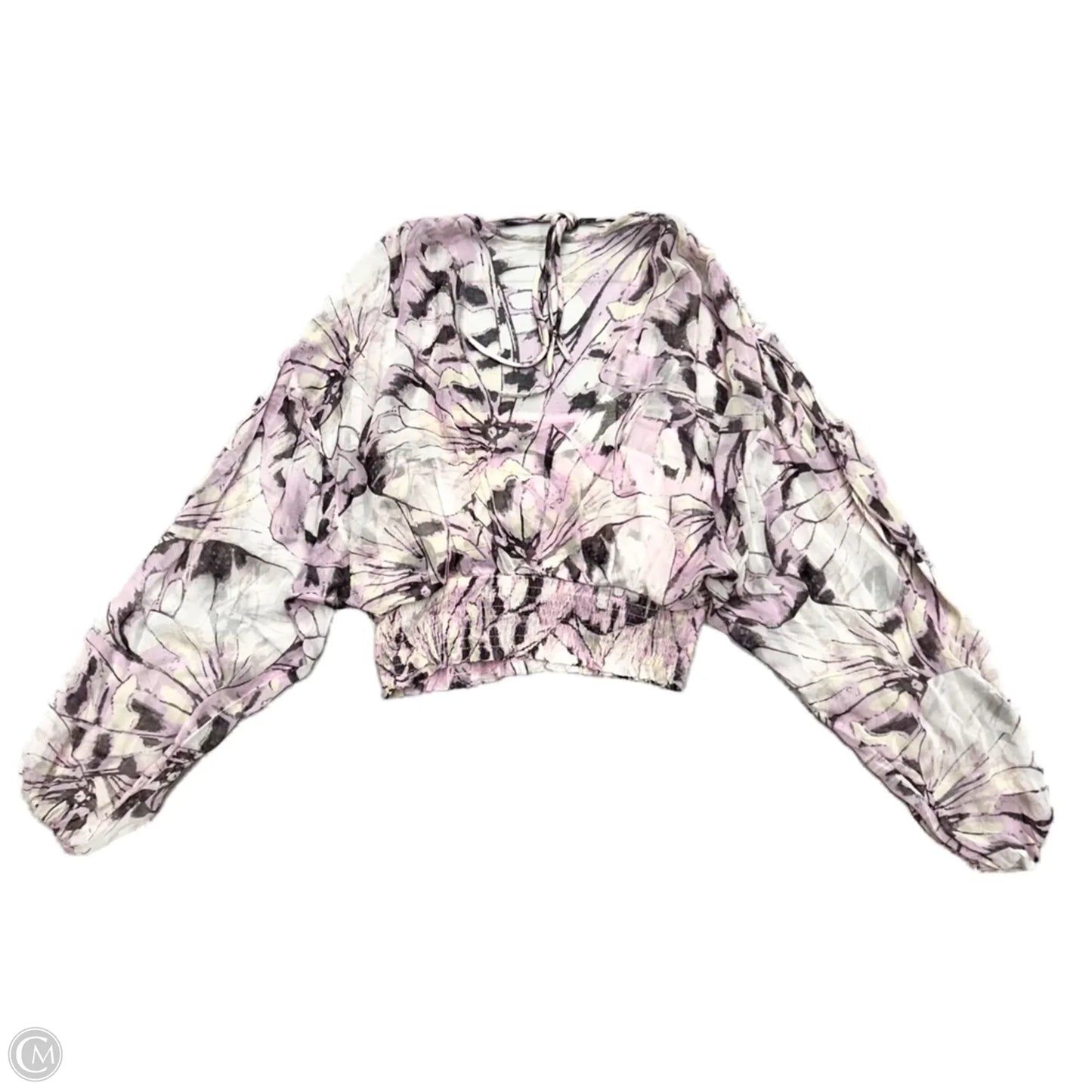 Top Long Sleeve By Anthropologie In Purple & White, Size: S