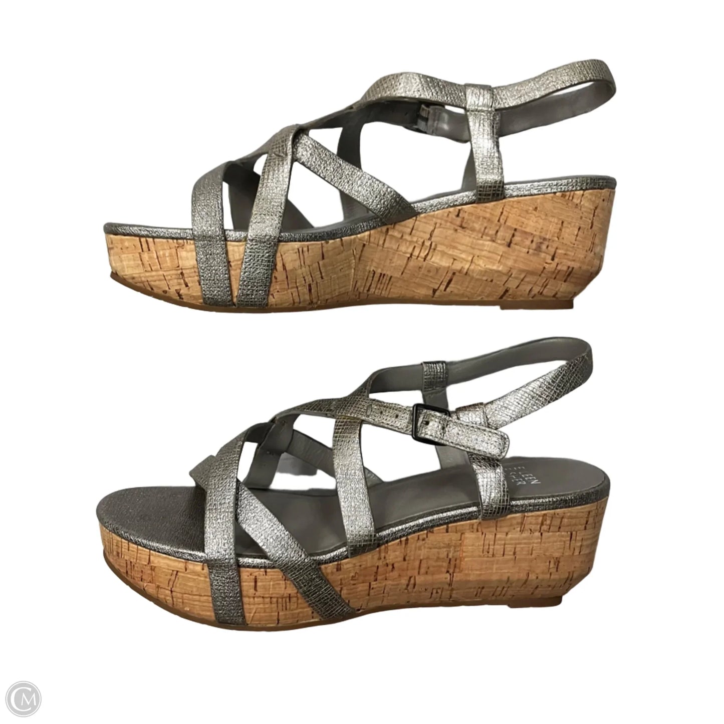 Sandals Heels Wedge By Eileen Fisher In Silver, Size: 7
