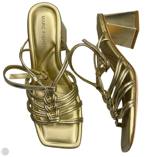 Sandals Heels Block By Marc Fisher In Gold, Size: 6.5