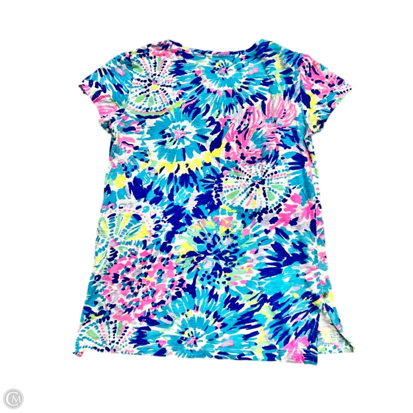 Top Short Sleeve Designer By Lilly Pulitzer In Blue & White, Size: Xs