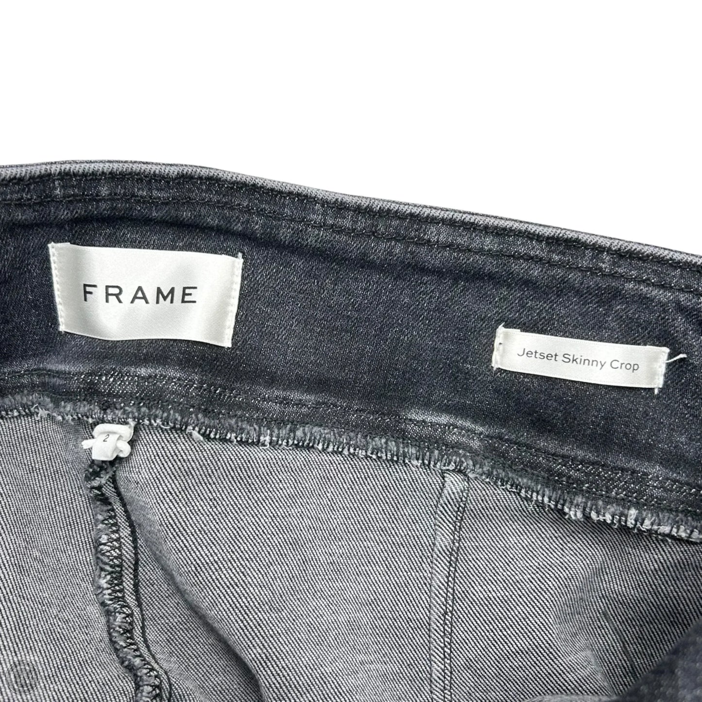 Jeans Skinny By Frame In Black Denim, Size: 2