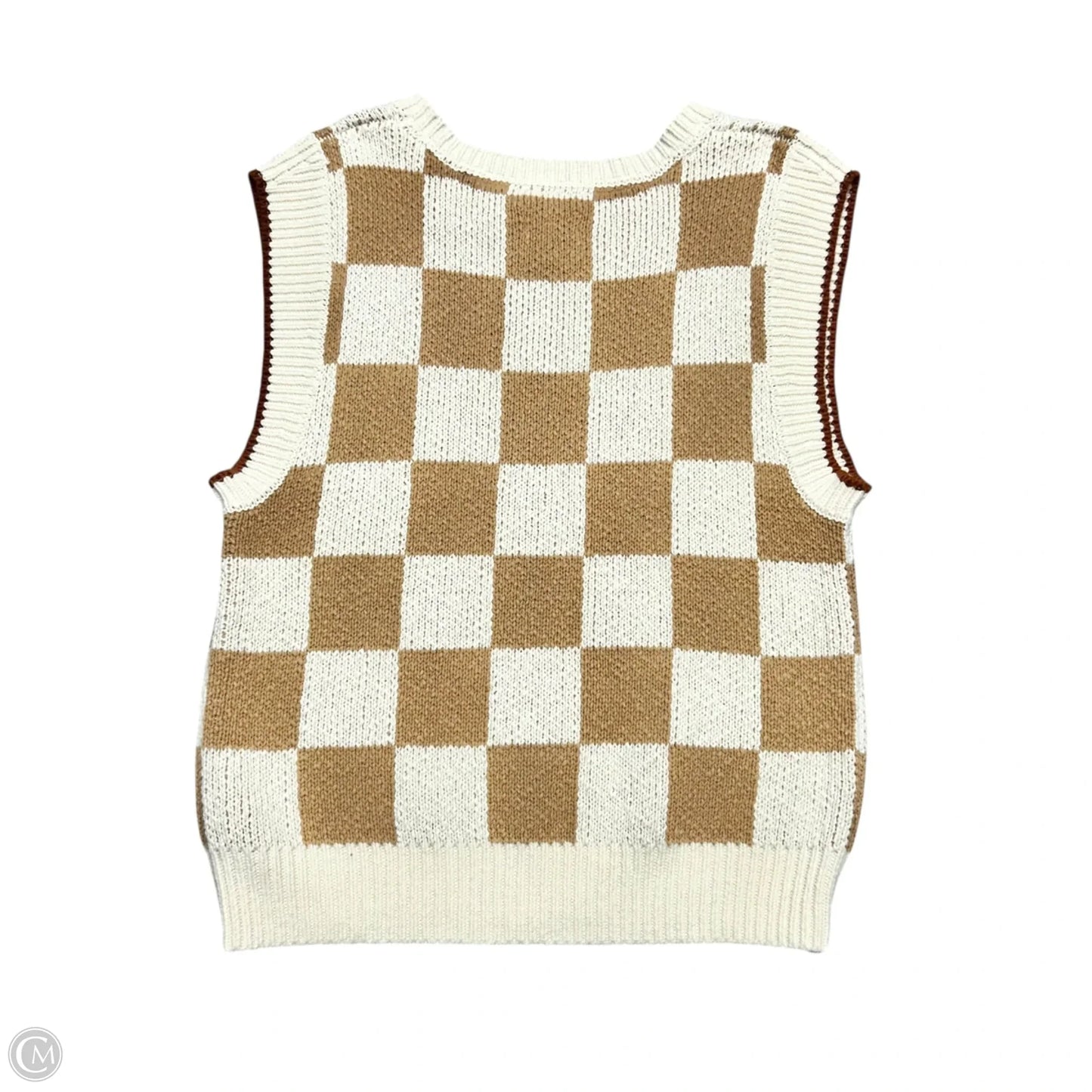 Sweater Short Sleeve By Maeve In Tan & White, Size: S