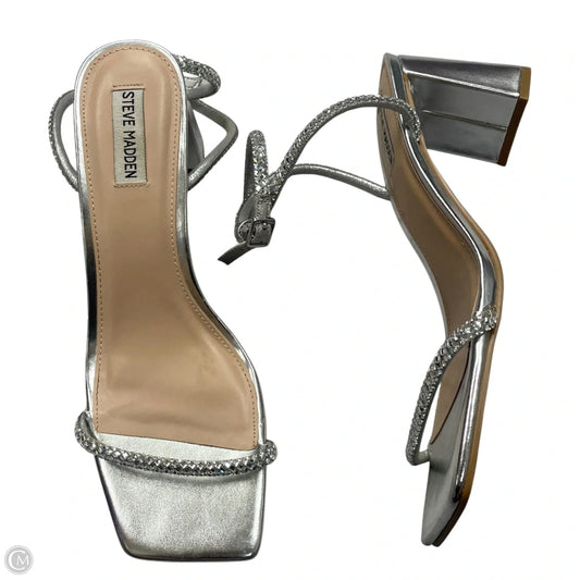 Sandals Heels Block By Steve Madden In Silver, Size: 11