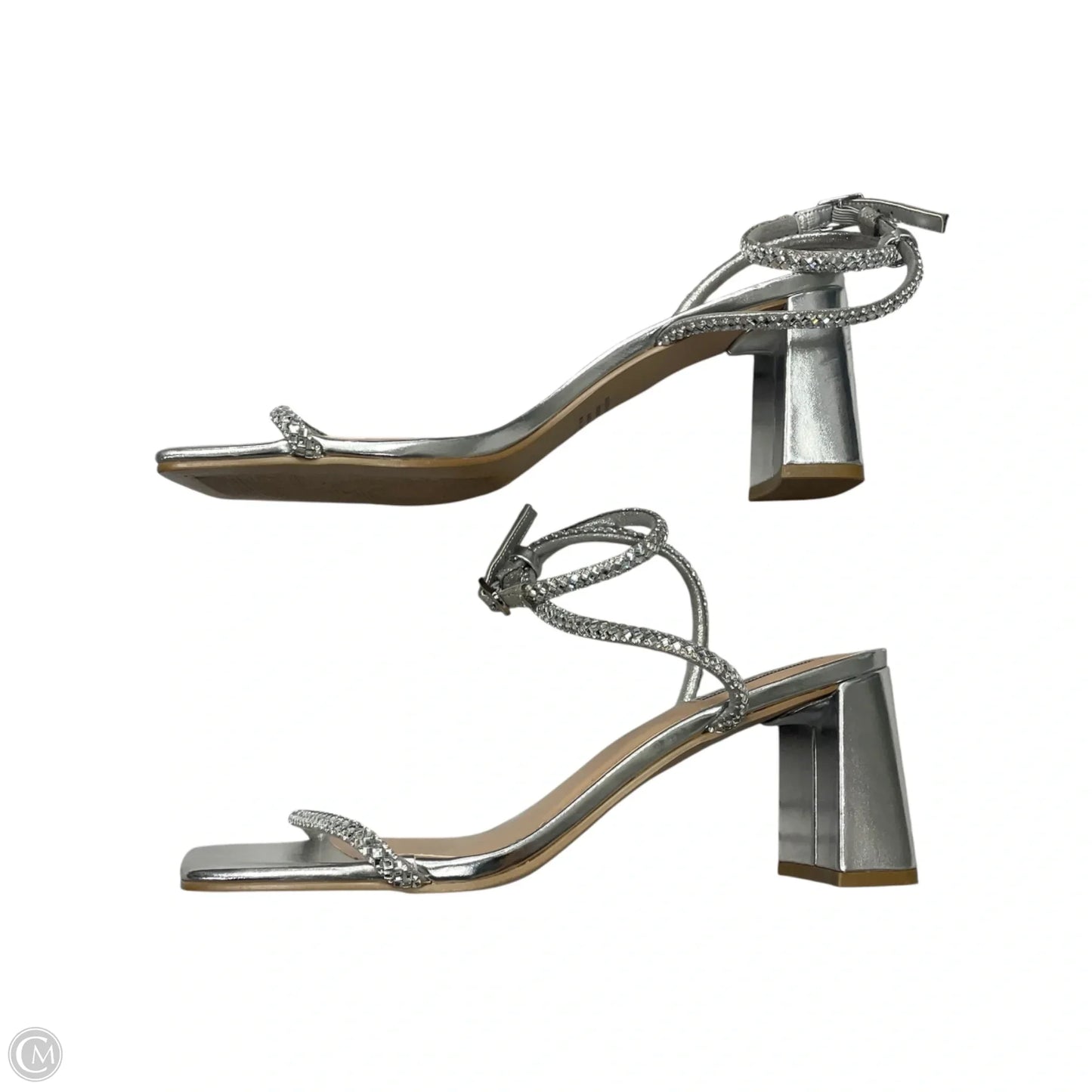 Sandals Heels Block By Steve Madden In Silver, Size: 11