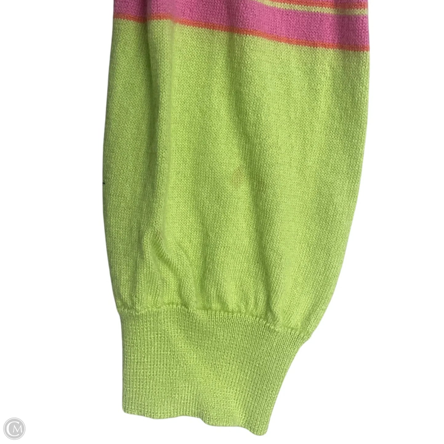 Sweater Cardigan Cashmere By Saks Fifth Avenue In Green & Pink, Size: M