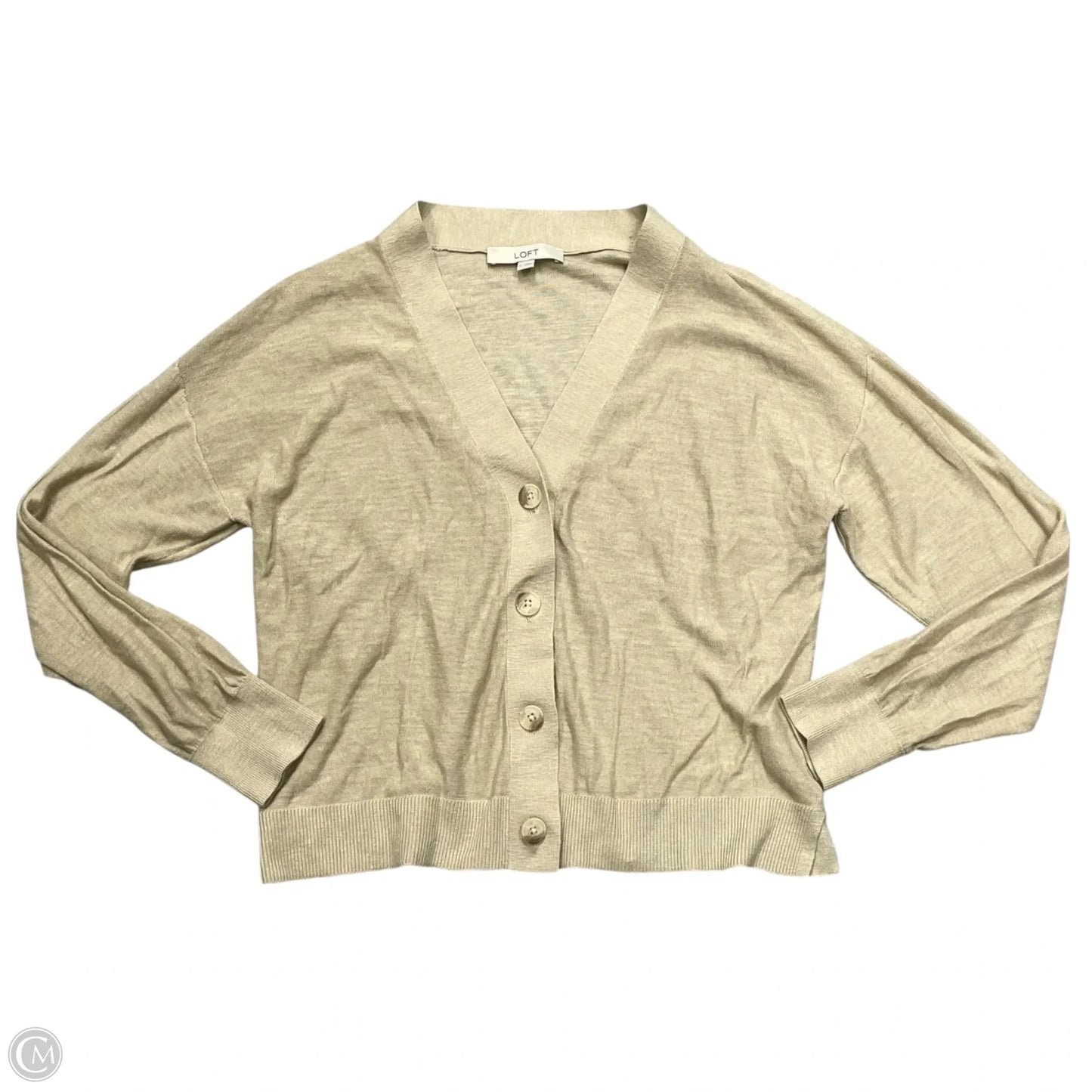 Sweater Cardigan By Loft In Tan, Size: S