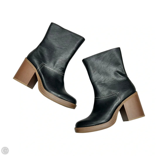 Boots Mid-calf Heels By Sun & Stone In Black, Size: 9.5