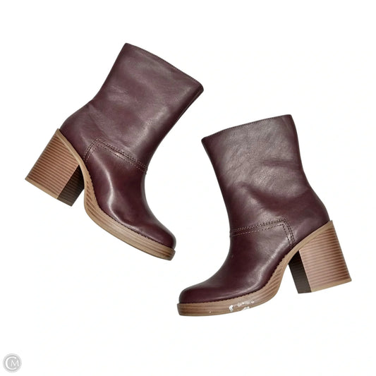 Boots Mid-calf Heels By Sun & Stone In Maroon, Size: 9.5