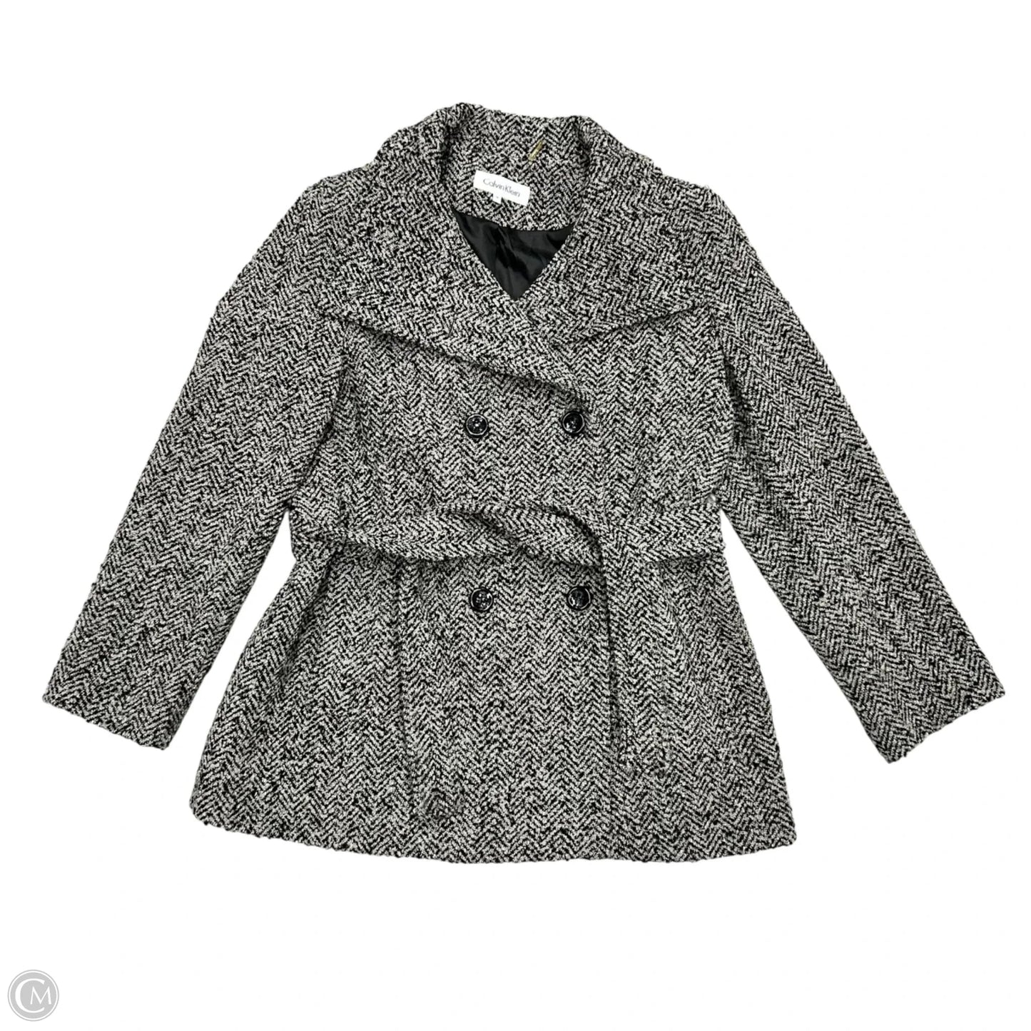 Coat Peacoat By Calvin Klein In Black & White, Size: Xl