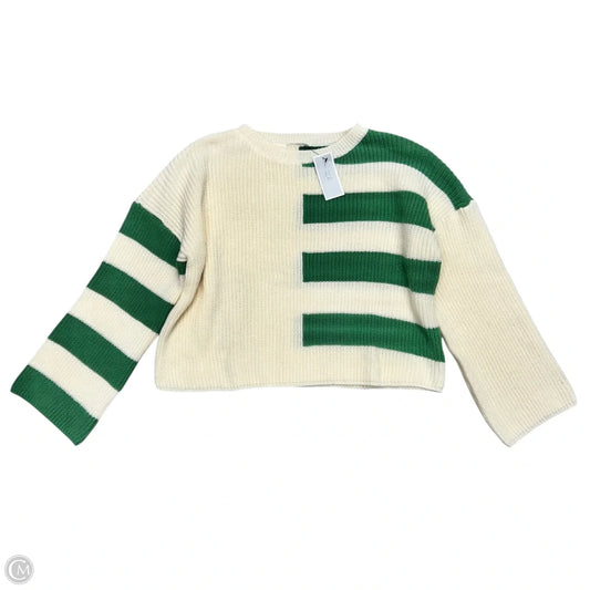 Sweater By Timing In Green & White, Size: L