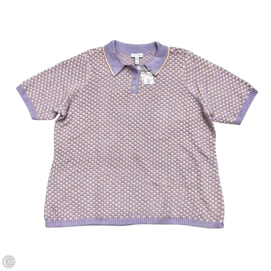 Sweater Short Sleeve By Sport Savvy In Purple & Tan, Size: 2x