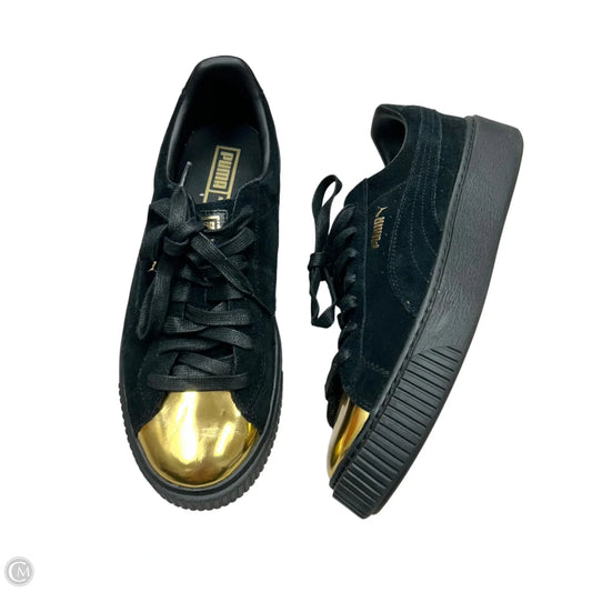 Shoes Sneakers By Puma In Black & Gold, Size: 10