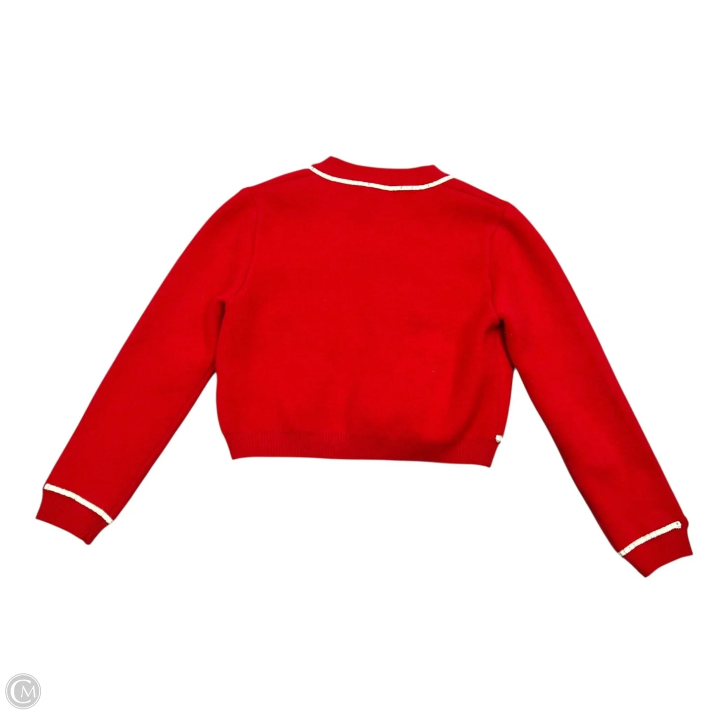 Sweater Cardigan By Knit Max In Red & White, Size: L