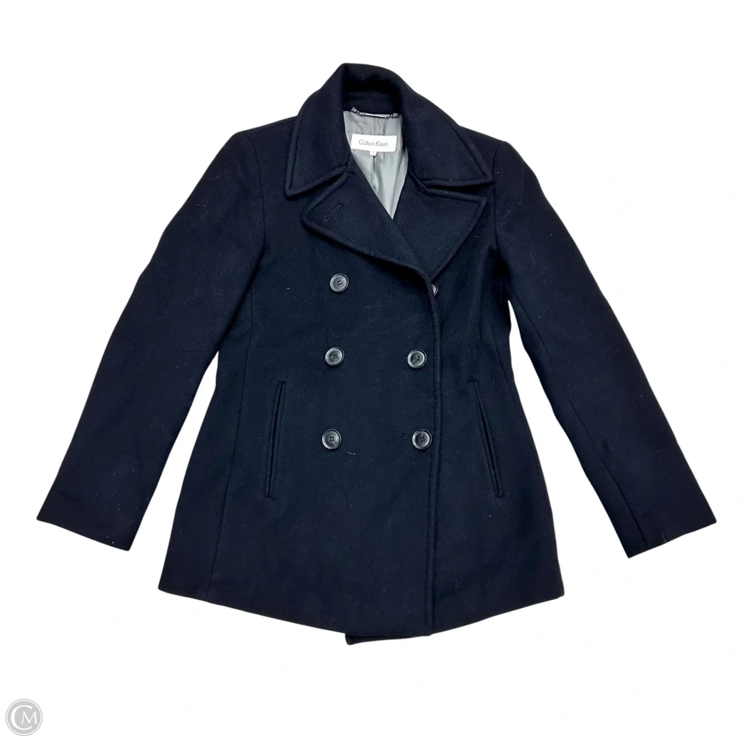 Coat Peacoat By Calvin Klein In Navy, Size: Xs