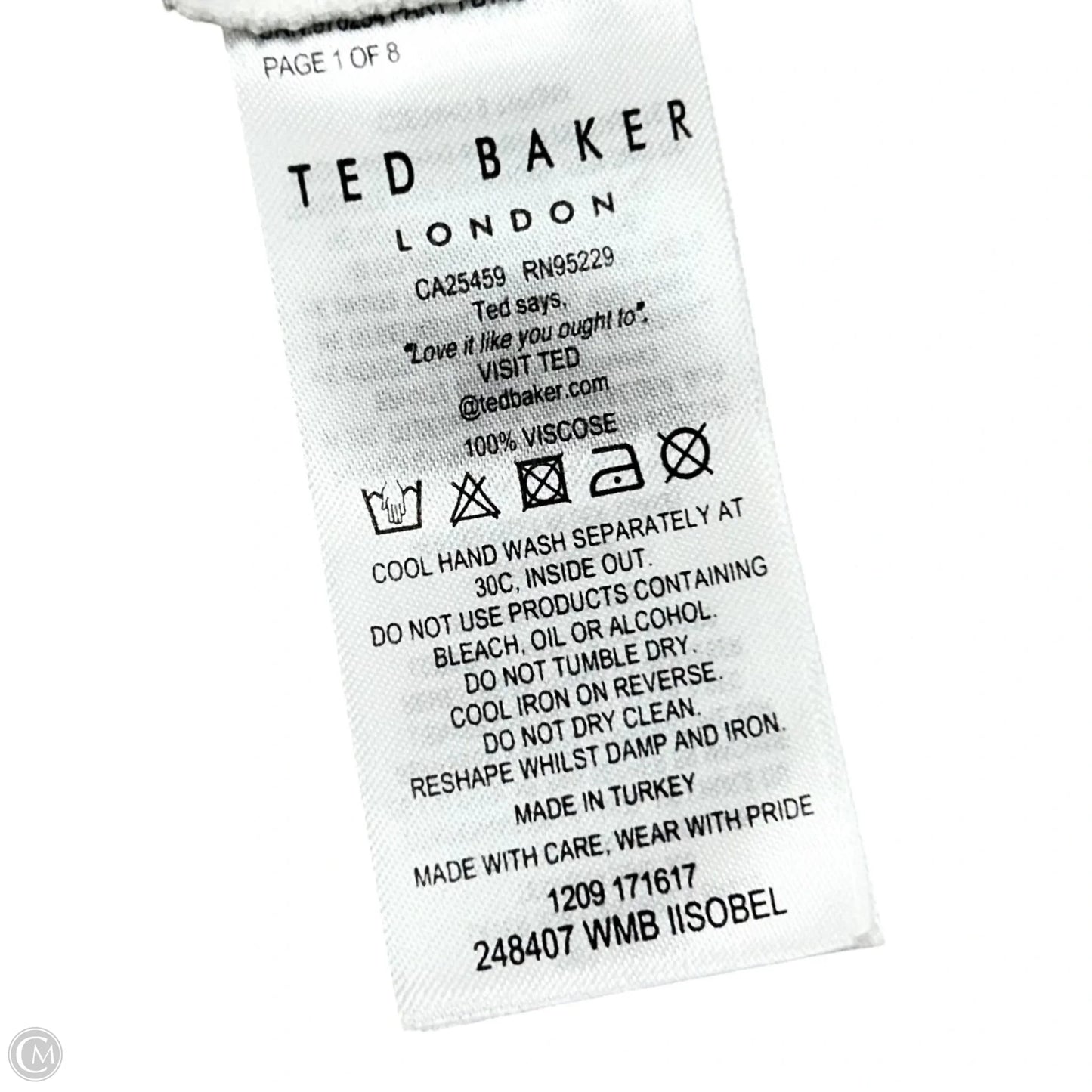 Top Short Sleeve By Ted Baker In Cream, Size: S