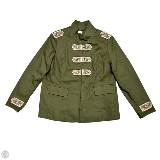 Jacket Moto By Chicos In Green, Size: Xl