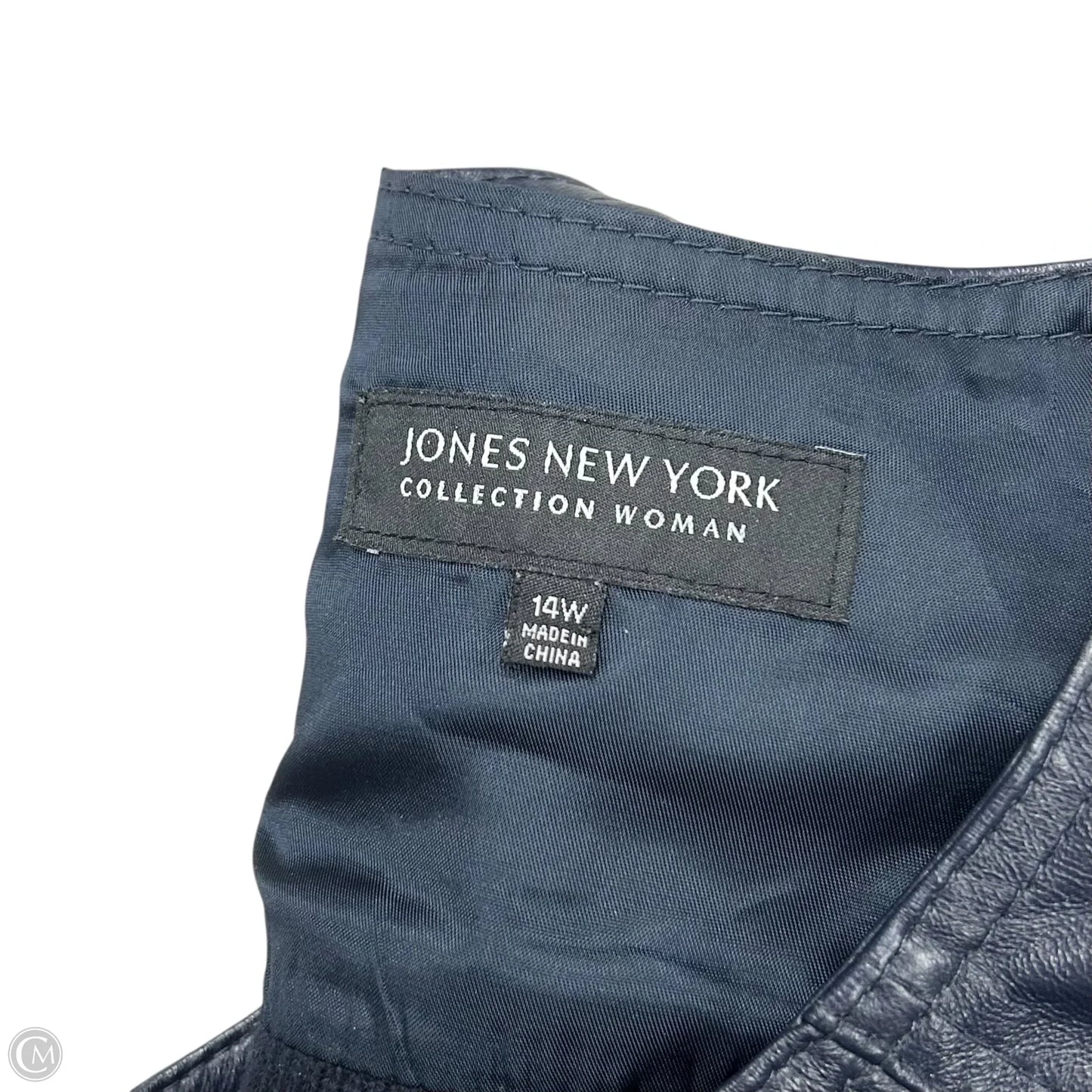 Jacket Leather By Jones New York In Navy, Size: Xl