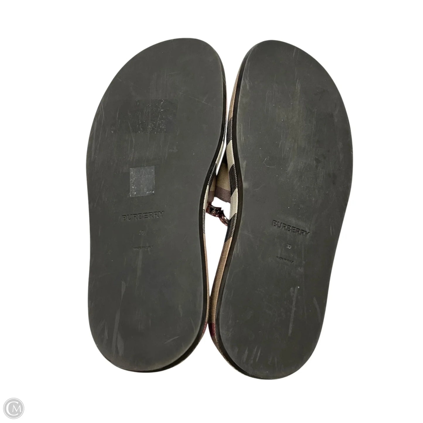 Sandals Luxury Designer By Burberry In Plaid Pattern, Size: 8.5