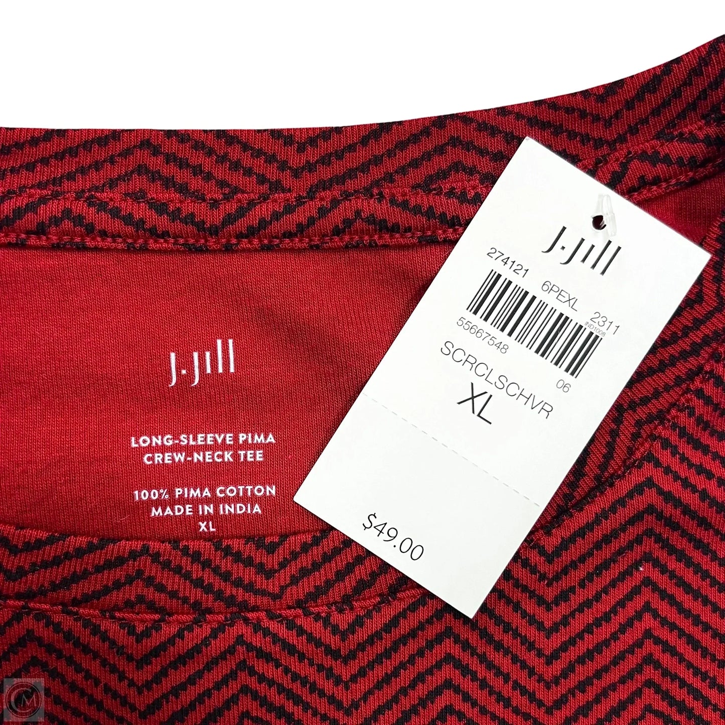 Top Long Sleeve Basic By J. Jill In Black & Red, Size: Xl