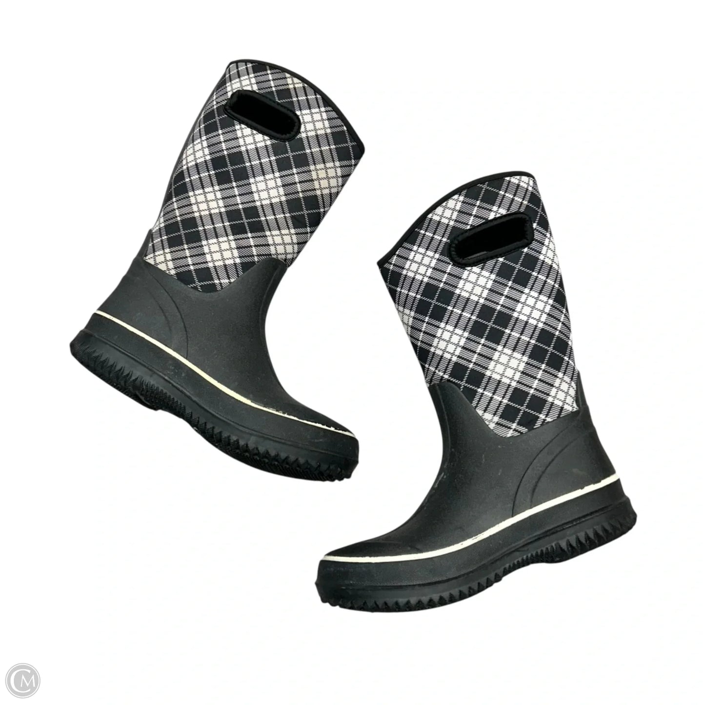 Boots Rain In Black & White, Size: 6