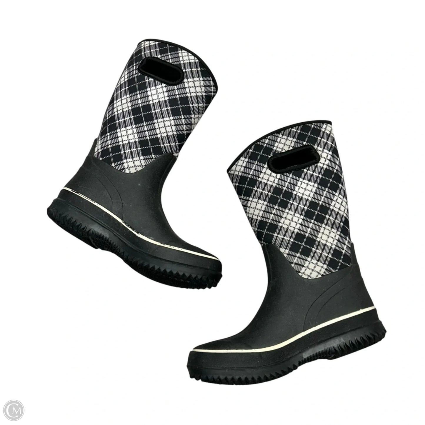 Boots Rain In Black & White, Size: 6