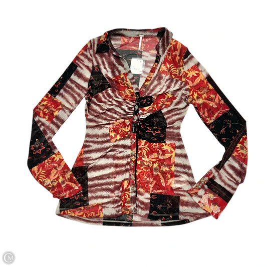 Top Long Sleeve By Free People In Black & Red, Size: M