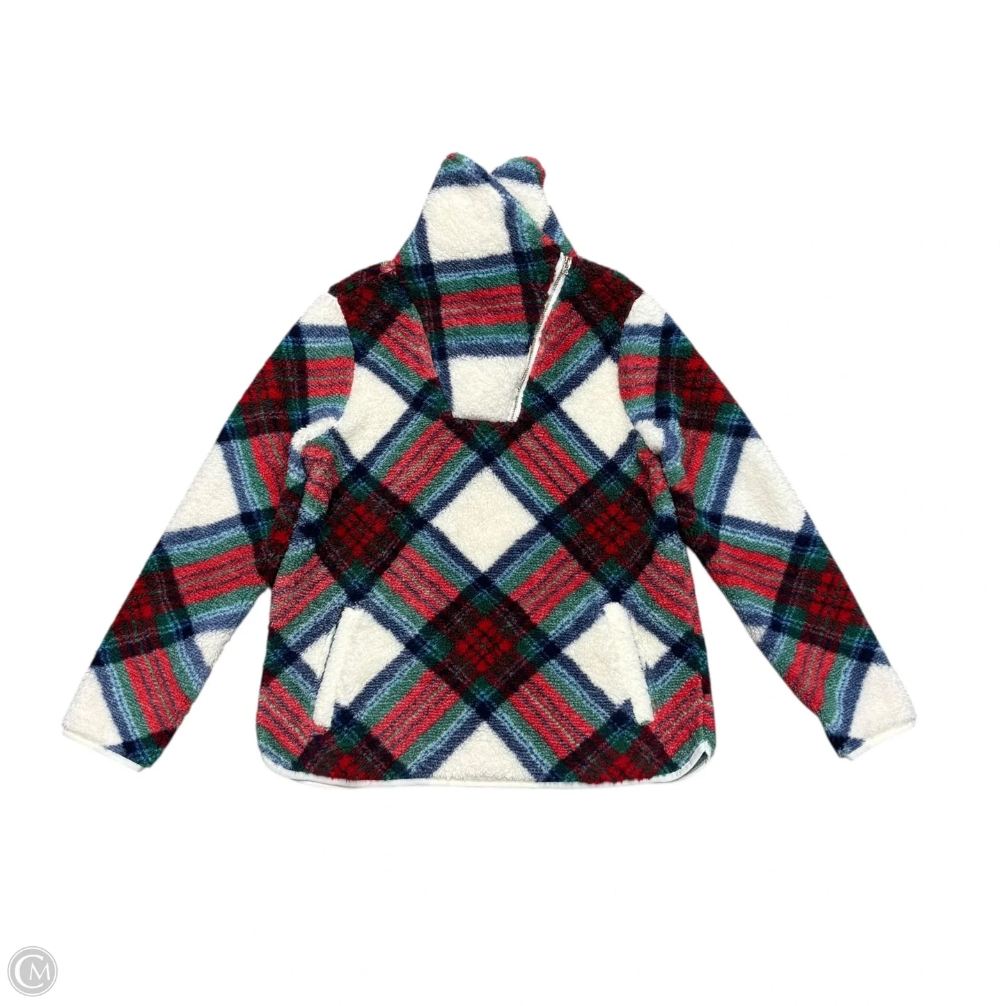 Jacket Fleece By Talbots In Green & Red, Size: M