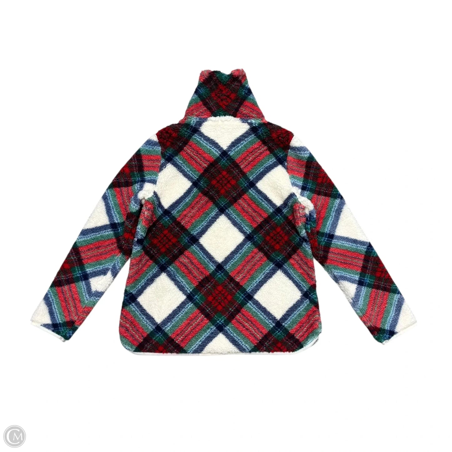 Jacket Fleece By Talbots In Green & Red, Size: M
