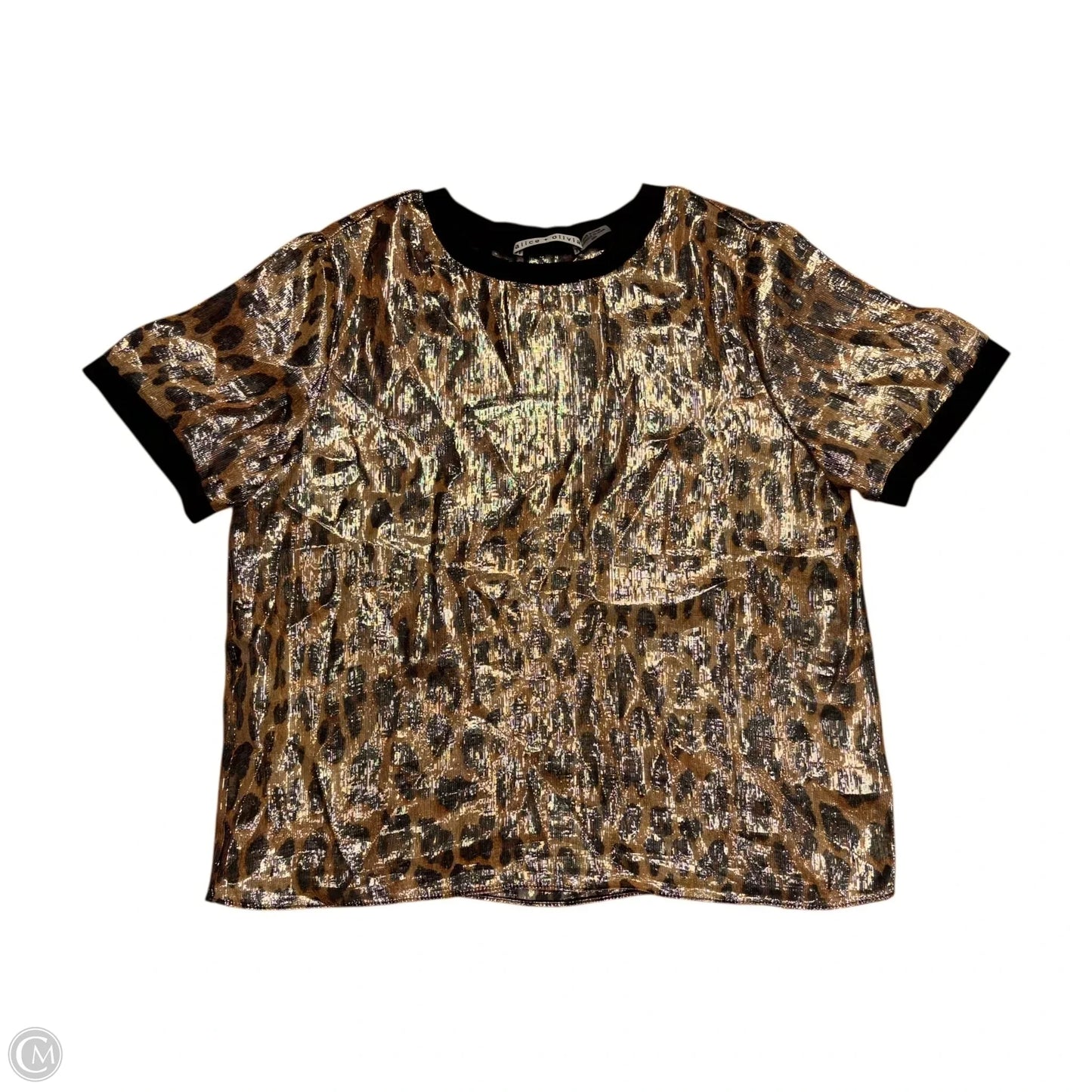 Top Short Sleeve Designer By Alice + Olivia In Leopard Print, Size: M