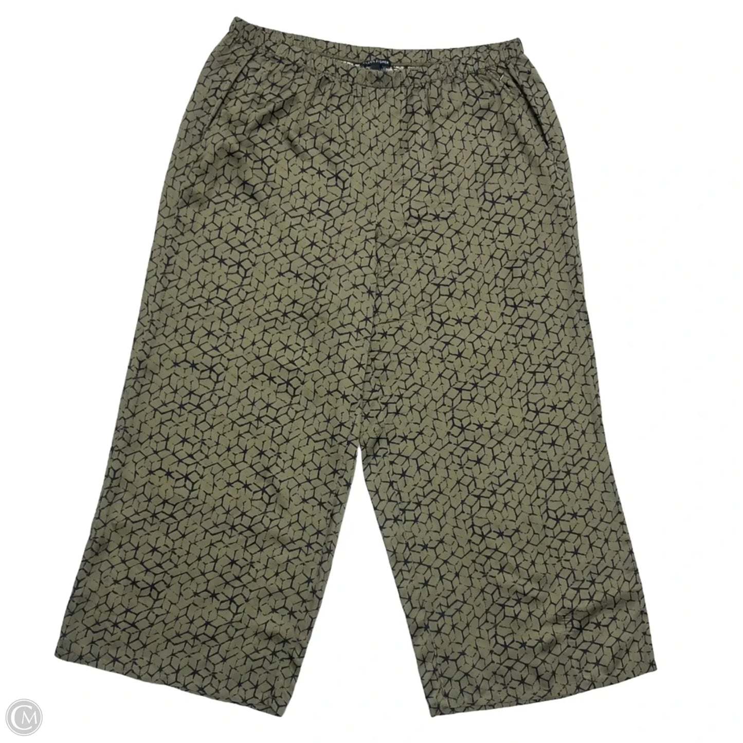 Pants Wide Leg By Eileen Fisher In Black & Green, Size: L