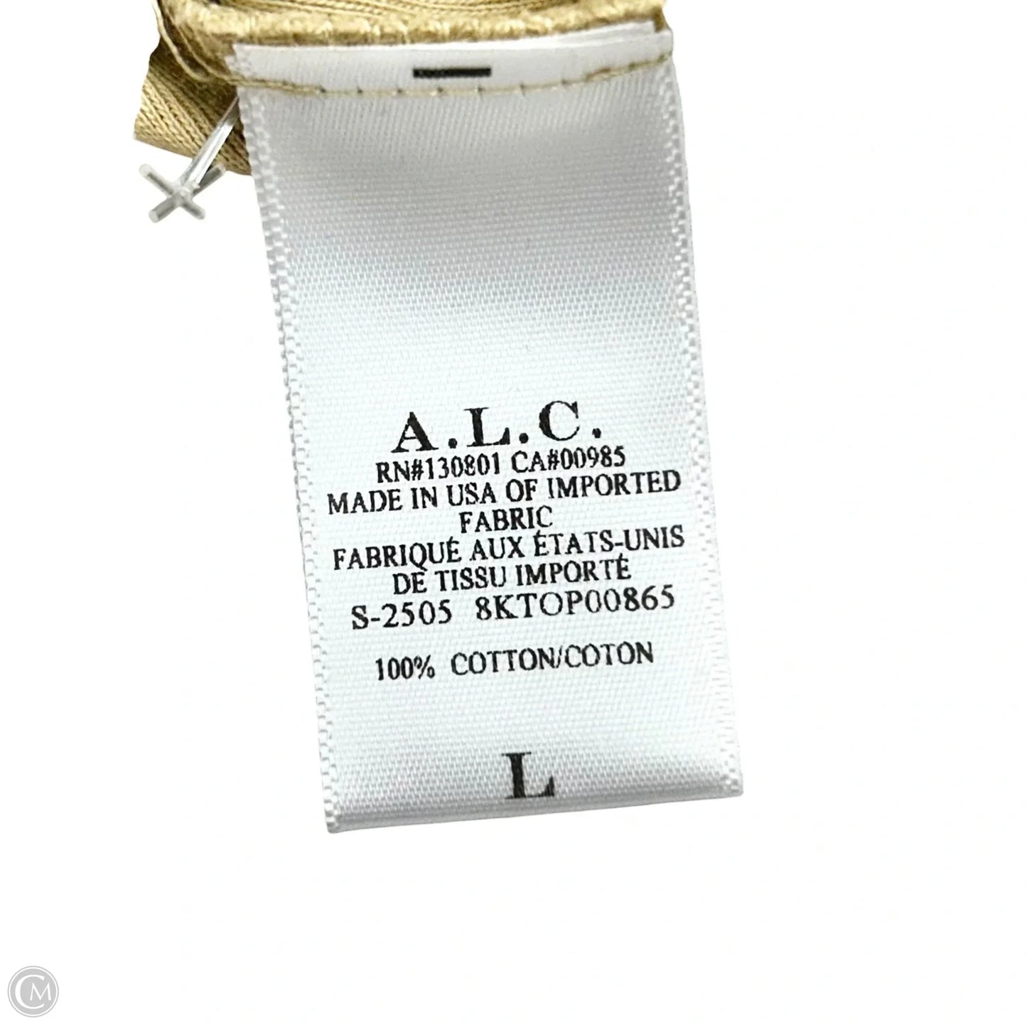 Top Sleeveless By Alc In Beige, Size: L